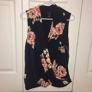 Black Flowered Tank Top